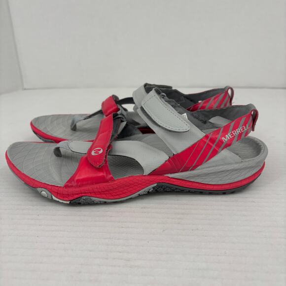 Merrell Sandals Womens Size 7 Gray Red Adjustable Straps Toe Post Comfort - Picture 4 of 10